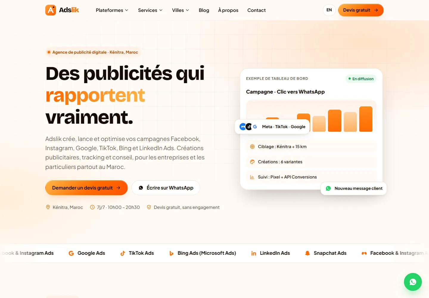 Preview of Adslik, a digital advertising agency website