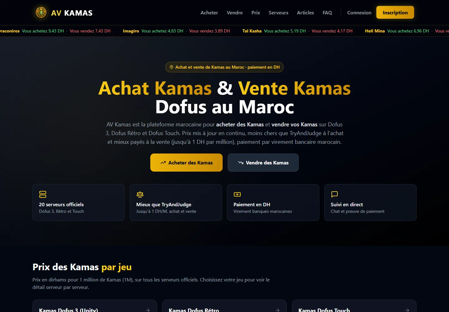 Preview of the AchatVenteKamas website